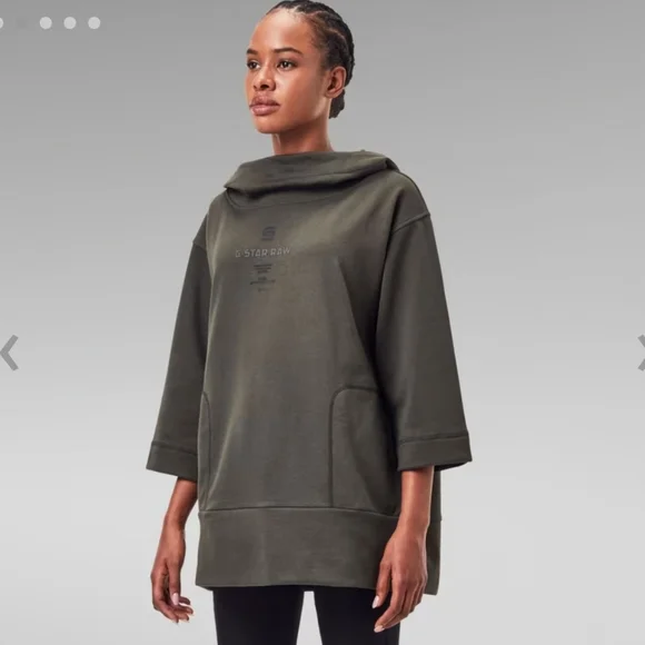 G-star raw oversized hoodie in Asfalt color - Picture 2 of 10